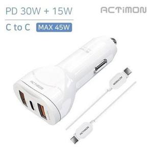 차량용 PD 30W 초고속 + 15W 3구 충전기 (C 1P+USB 2P) (C to C)