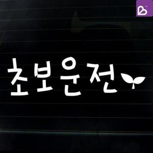 SOKOOB 체리비 캘리그라피 파릇파릇 초보운전스티커 화이트