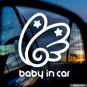 자동차스티커 baby in car 큰별천사날개 화이트시트지 (S11356541)