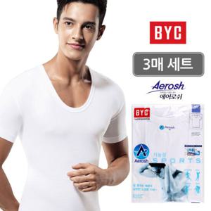 BYC 남성 에어로쉬 반팔런닝 3매세트