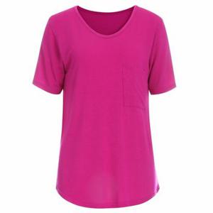 [샵앤] 여성 국산 데일리 슬림 루즈핏 V넥 컬러 반팔 티셔츠 DAI-WSH-0902-핫핑크