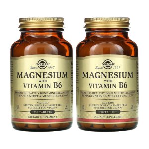 2개 세트 솔가 마그네슘 비타민 B6 함유 250정 Solgar 피리독신 염산염 HCl 수용성비타민