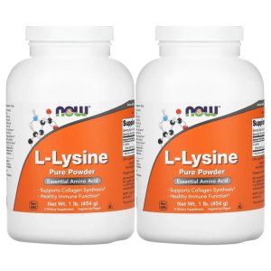 2개 세트 나우푸드 엘 라이신 퓨어 파우더 454g L Lysine 콜라겐 단백질 리신