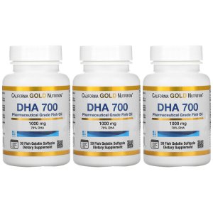 3개 세트 DHA 700 피쉬 오일 제약 등급 1000mg 30캡슐 캘리포니아골드뉴트리션