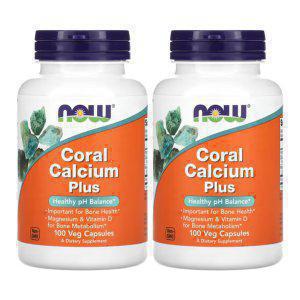 2개 세트 나우푸드 코랄 칼슘 플러스 100캡슐 산호 마그네슘 Coral Calcium