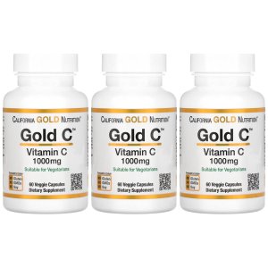 3개 세트 캘리포니아골드뉴트리션 골드C 비타민C 1000mg 60캡슐 CGN 아스코르브산