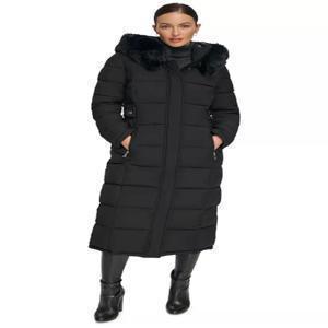 DKNY 인조퍼 후디드 맥시 푸퍼 롱패딩/ DKNY Faux-Fur-Trim Hooded Maxi Puffer Coat