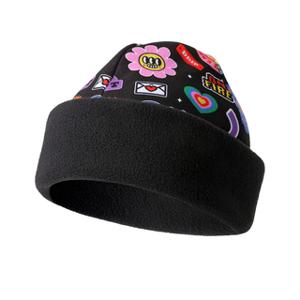 아트 스티커 리버시블 플리스 비니 방한 웜캡 후리스 스포츠 아웃도어 겨울 방한 모자 양면 와치캡