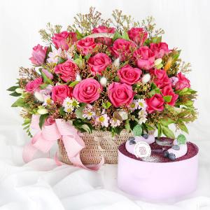 당일 꽃배달 축하 꽃바구니 + 케익 전국 배달 A1926