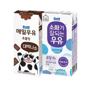  보리보리 매일유업 매일 멸균우유 소화가잘되는우유190ml+초코우유200ml 총48팩 P308880589