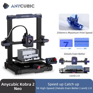 ANYCUBIC Kobra 2 네오 FDM 3D 프린터, 최대 인쇄 속도 빌드 크기, 25 포인트 레벨링, 250 mm/s, 9.8x8.7x8.1 in, 250x220x220mm