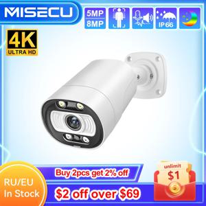 MISECU H.265 4K Ai POE 카메라, 5MP 8MP 양방향 통신, 인간 감지 야외 카메라, CCTV 시스템 감시 시스템용