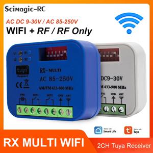 WIFI Tuya  범용 차고 문 원격 제어 수신기 2 채널 컨트롤러 스위치, 433 868 MHz 송신기 RX 다중 주파수 300-900MHz