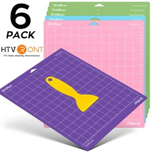 HTVRONT 혼합 색상 PVC 접착제 커팅 매트 베이스 플레이트 도구 패드, Cricut Exploe Air/Air2/Maker DIY 기계용, 12x12 인치, 6 팩