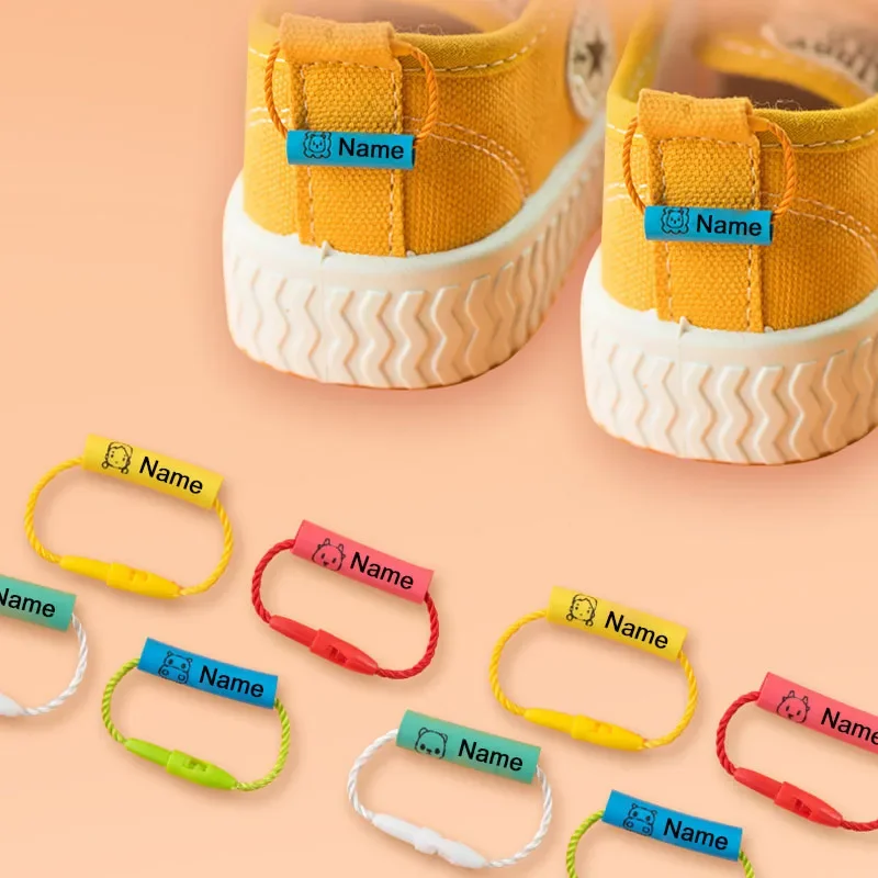 아기 신발 책가방 컵 옷 이름 스티커, 방수 태그 로프, 아기 이름 반지, 어린이 맞춤형 이름 라벨 펜던트, 20 개