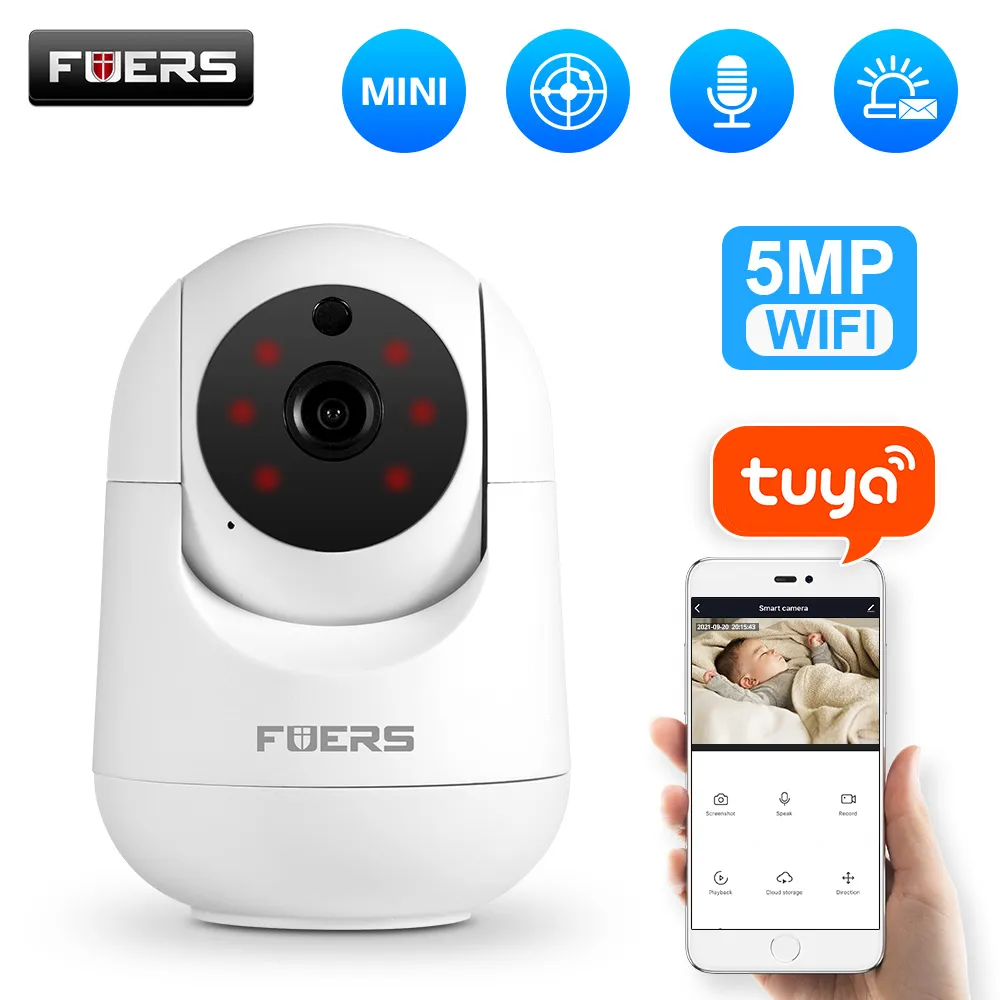 Fuers 5MP IP 카메라, 투야 스마트 홈 실내 와이파이 무선 감시 카메라, 자동 추적 CCTV 보안, 아기 애완 동물 모니터
