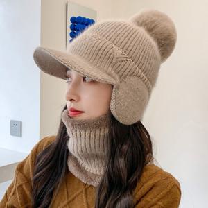 [랄라닷] 여성 귀달이모자 넥워머 세트 겨울 털모자 방한 모자