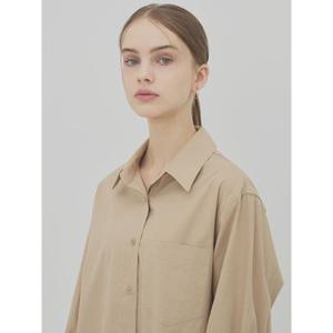 [아이즈원 김민주 착용] OVERFIT POPLIN SHIRT - BEIGE