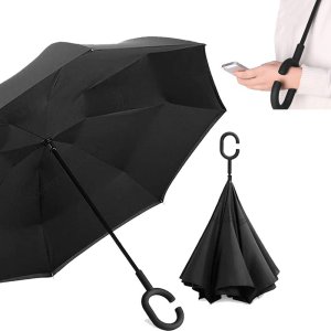 oz 우드스탁 거꾸리 우산 수동 장우산 C형손잡이 블랙