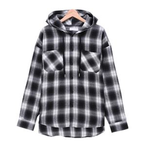 스콰즈 남자셔츠 오버핏 체크포켓 남방 후드아우터 SDPT033