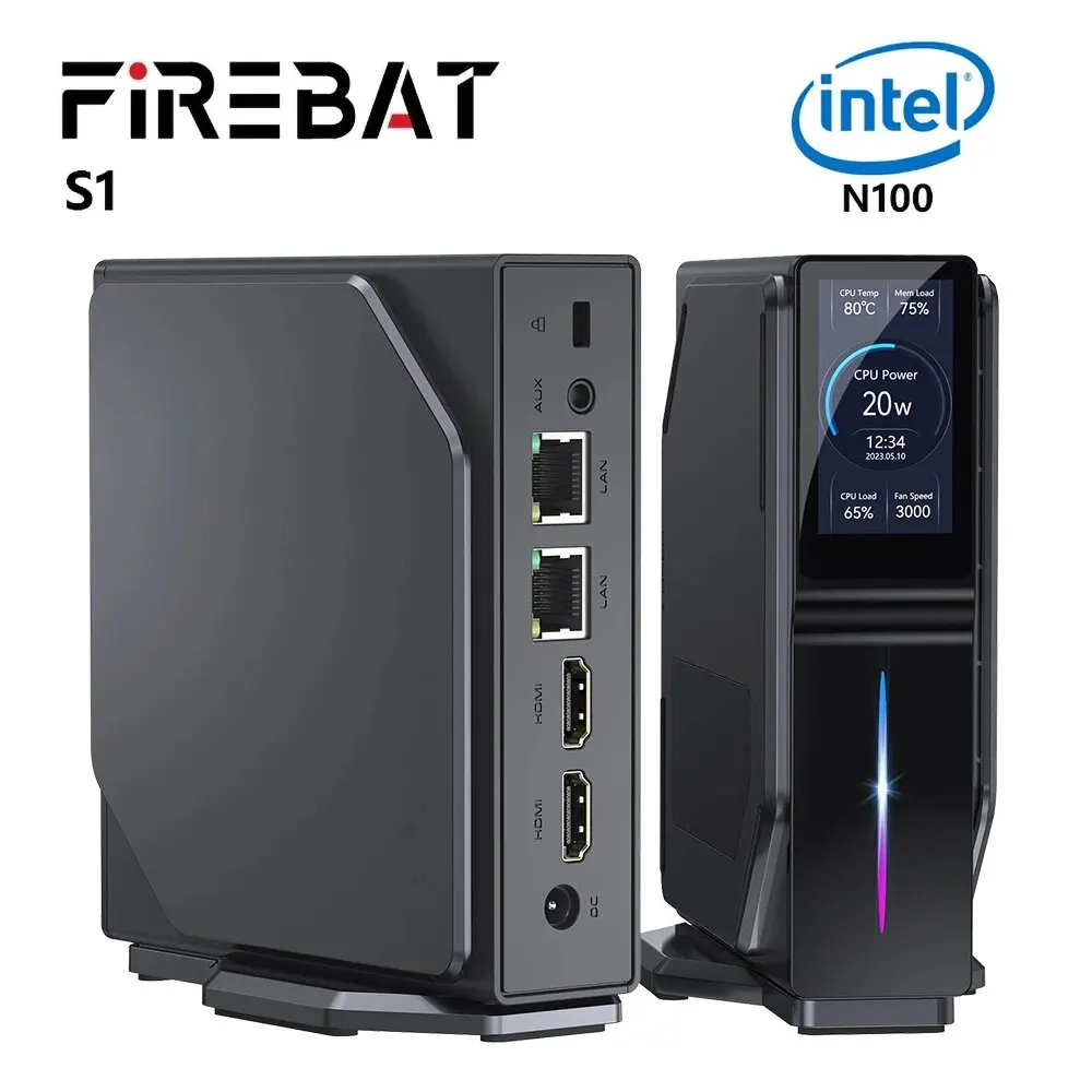 FIREBAT S1 인텔 알더 레이크 N100 미니 PC 게이밍 게이머, 윈도우 11, HDMI, BT4.2, DDR4, 16GB, 512G 듀얼 SSD 데스크탑