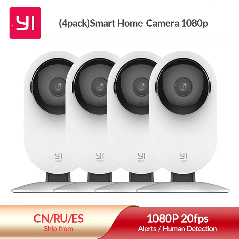 YI 홈 카메라 와이파이 IP 보안 감시 스마트 시스템, 야간 투시경 베이비 모니터, iOS, 안드로이드 앱, 1080P 키트, 4 개