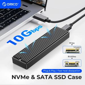 ORICO SSD 케이스 NVMe USB C타입 2 세대, 10Gbps PCIe SSD 케이스, M2 SATA NGFF 5Gbps, M.2 NVME 인클로저 디스크 박스 M.2 SSD 케이스
