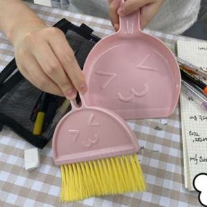 미니 책상 청소 빗자루 세트 쓰레받기 초등 유치 핑크 X ( 3매입 )