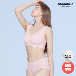 [크로커다일 ]베이직 크레오라 몰드부착 V넥 감탄브라+팬티