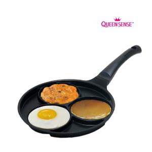 퀸센스 국산 블랙 3구 에그팬 IH인덕션 원형 계란후라이팬 24cm
