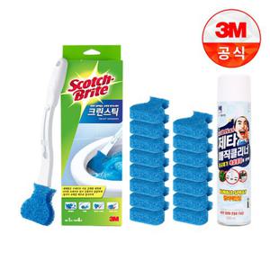 [3M]크린스틱 변기청소/욕실청소 핸들 1개+리필16개+찌든때제거용 매직클리너
