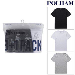 폴햄 남녀공용 반팔 티셔츠 이너 기본 레이어드 무지 면티 반팔티 3+1 PACK