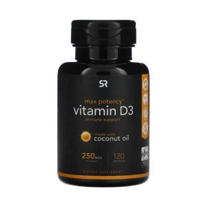 스포츠리서치 비타민 D3 250mcg 120캡슐 코코넛 오일 필수 영양소 콜레칼시페롤