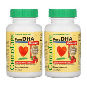 2개 세트 차일드라이프 퓨어 DHA 천연 베리맛 츄어블 90캡슐 돌아기 키즈 오메가 3 EPA