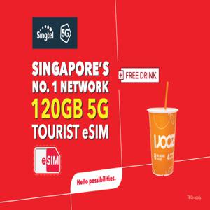 Singtel 5G/4G eSIM 카드 | 싱가포르 #1 네트워크| 최대 120GB (KKday 단독)