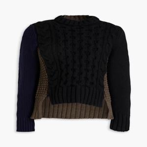 (N07) 사카이 여성 니트 스웨터 Cable and waffle knit wool sweater