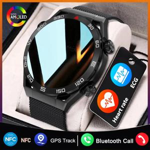 NFC 스마트 워치 남성용 풀 터치 스크린 블루투스 통화, GPS 트랙 나침반, 심박수, ECG, 1.5 인치 스마트워치, 안드로이드 iOS용, IP68