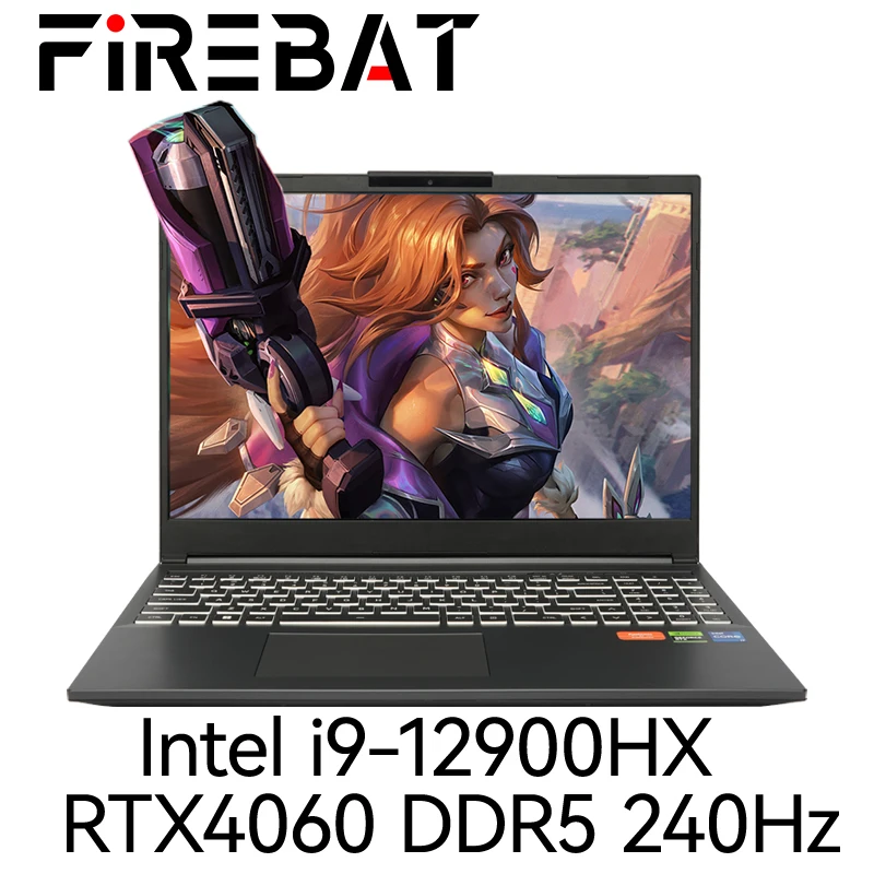 FIREBAT 게이밍 노트북, T6A-X 16 인치 인텔 i9-12900HX RTX 4060, DDR5 32G RAM, M.2 1TB SSD, 240Hz, 2.5K Wifi6 BT5.1
