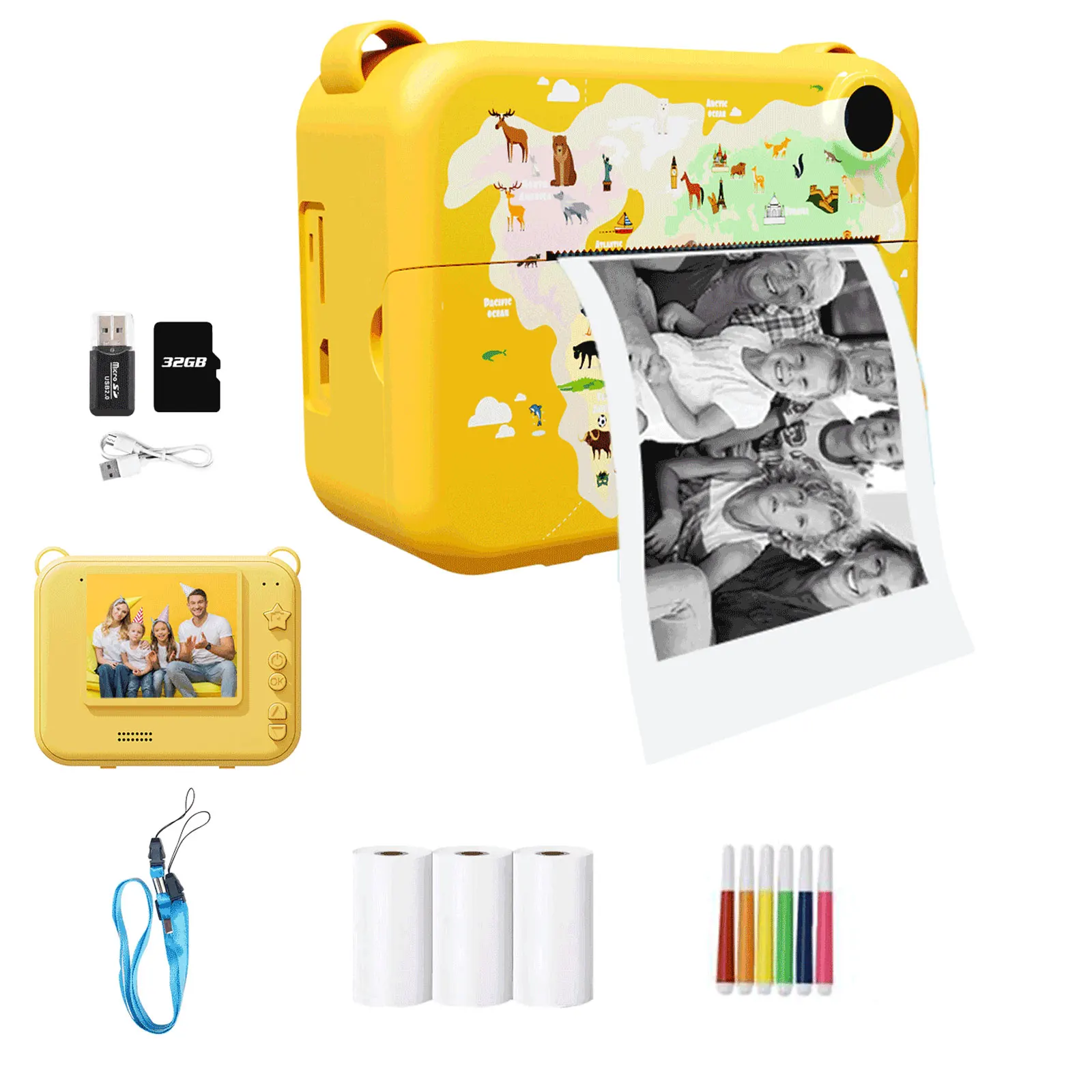 어린이 디지털 카메라 사진 즉석 인쇄 사진, 어린이 비디오 녹음기, 미니 열전사 프린터, 교육용 생일 선물