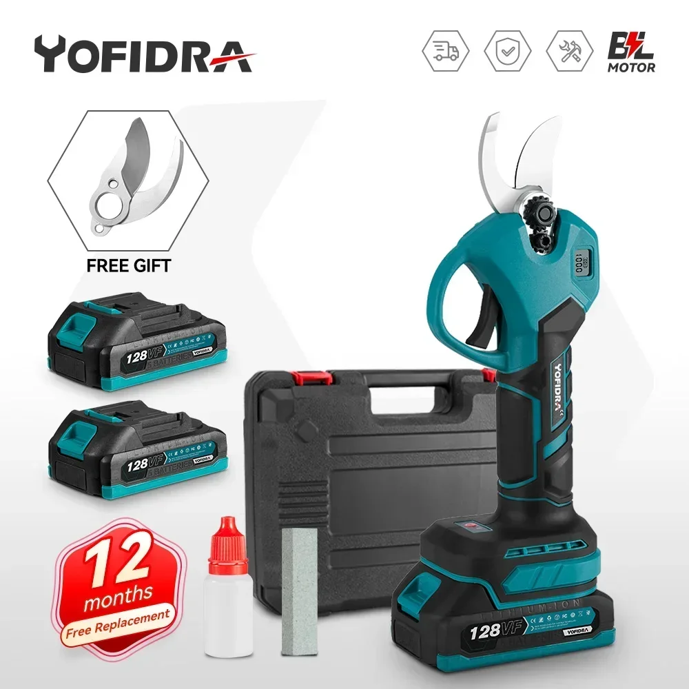 Yofidra 브러시리스 전기 전정 가위, 무선 충전식 과일 나무 분재 전정, Makita 18V 배터리용, 2 단 기어, 30mm