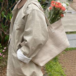 양면 왕골백 여성 여름 밀짚 라탄 가방 숄더백