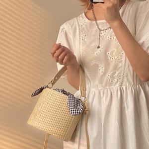 원통 왕골백 여성 여름 밀짚 라탄 가방 숄더백