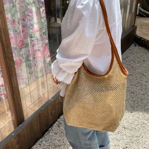 페이퍼 숄더백 왕골백 여성 여름 밀짚 라탄 가방 숄더백