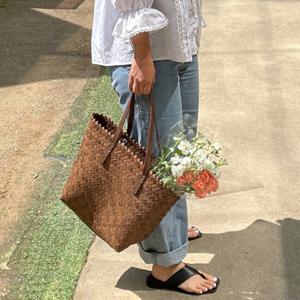 초코 숄더백 왕골백 여성 여름 밀짚 라탄 가방 숄더백