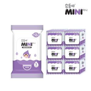 [순둥이]미니 프리미엄 물티슈 휴대용 5매 60팩(65g) P-6Mini