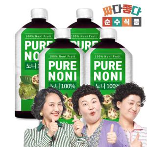 순수식품 NFC 100% 착즙 노니 4병 x 1000ml 노니원액 착즙주스