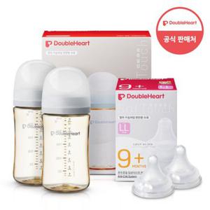 더블하트 모유실감 3세대 PPSU 젖병 트윈팩 240ml 새벽그레이 +3세대 젖꼭지(2입x1개) LL