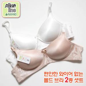 [무료배송]올리브라인 편안한 와이어없는 볼륨업 몰드 노와이어브라 2종[A,B컵]