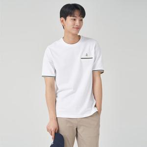 [빈폴] 남녀공용 포켓 배색 라운드 티셔츠  화이트 (BC3342C091)