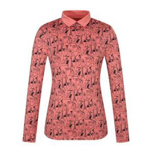 팬텀골프웨어 KQF 221B3TI059_PK 핑크 여성 패턴 트임 하이넥 긴팔 이너 티셔츠